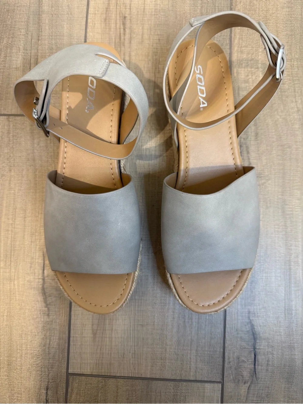 Soda Light Gray Espadrille Flatform Sandals